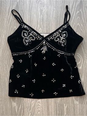 Y2K Velvet Embellished Festival Top